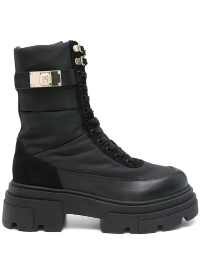 Tommy Hilfiger Leather Biker Boots In Schwarz