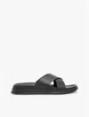 Tommy Hilfiger Leather Slides In Black