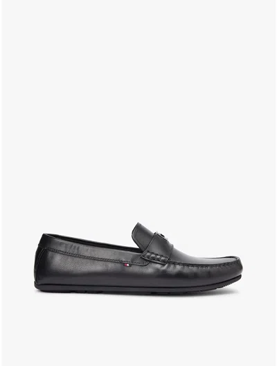 Tommy Hilfiger Leather Driving Loafer In Black