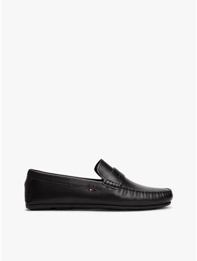 Tommy Hilfiger Leather Driving Loafer In Black
