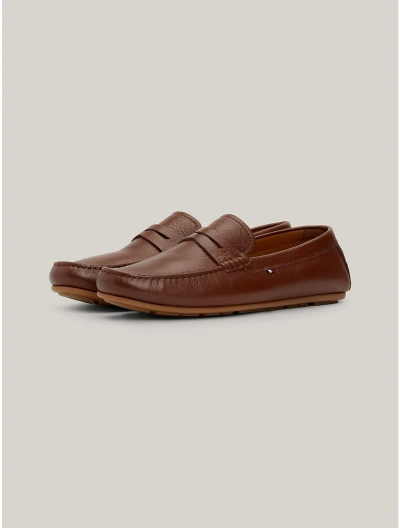 Tommy Hilfiger Leather Driving Loafer In Winter Cognac