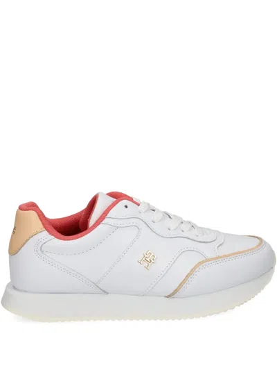 Tommy Hilfiger Leather Lace-up Sneakers In White