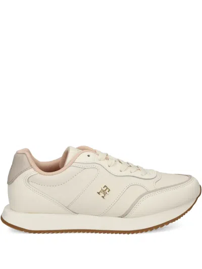 Tommy Hilfiger Leather Lace-up Sneakers In White