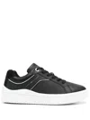 Tommy Hilfiger Leather Logo-print Sneakers In Black
