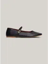 Tommy Hilfiger Leather Mary Jane Ballerina Flat In Black