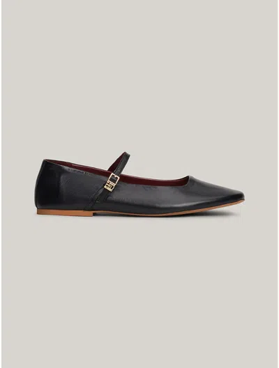 Tommy Hilfiger Leather Mary Jane Ballerina Flat In Black