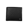 Tommy Hilfiger Elegant Black Leather Wallet With Multi-compartments In Black