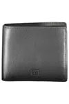 Tommy Hilfiger Elegant Black Leather Men's Wallet In Grey