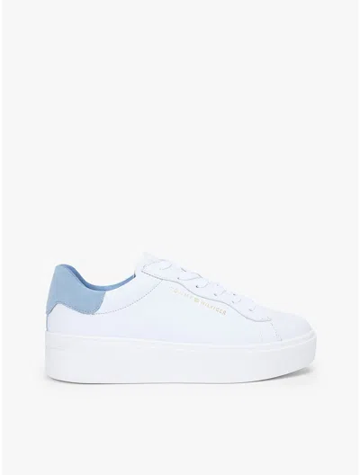 Tommy Hilfiger Leather Mix Platform Sneaker In White