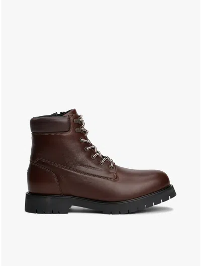 Tommy Hilfiger Leather Outdoor Lace In Brown