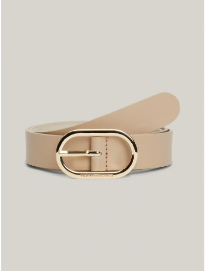 Tommy Hilfiger Leather Oval Buckle Belt In Harvest Wheat