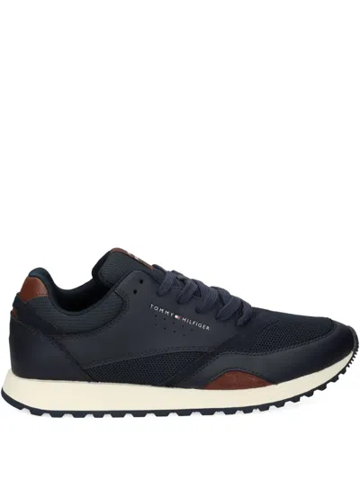 Tommy Hilfiger Leather Panelled Sneakers In Blue