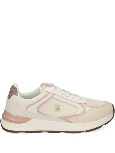 Tommy Hilfiger Leather Panelled Sneakers In Neutral