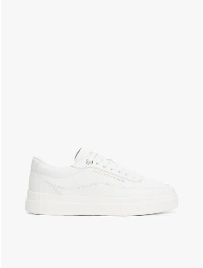 Tommy Hilfiger Leather Platform Court Sneaker In White