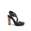 Tommy Hilfiger Blue Leather Platform Sandals In Black
