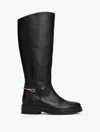 Tommy Hilfiger Leather Riding Boot In Black