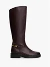 Tommy Hilfiger Leather Riding Boot In Brown