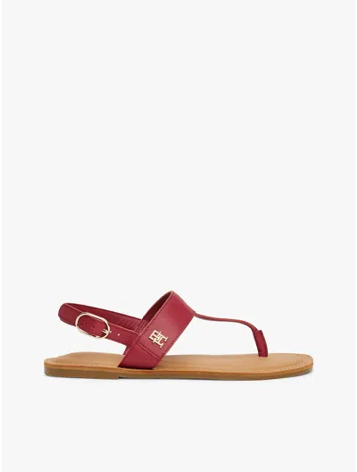 Tommy Hilfiger Leather Sandal In Rouge
