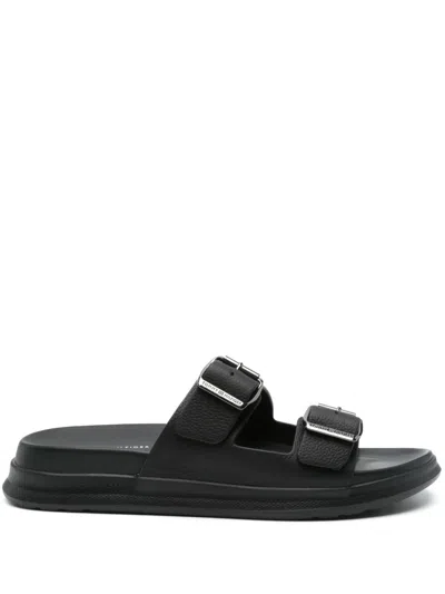 Tommy Hilfiger Leather Slides Sandals With Buckle