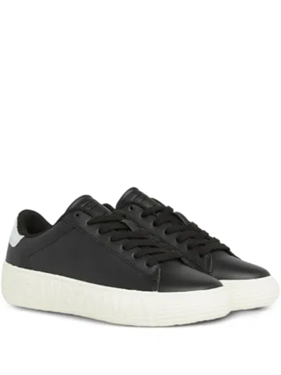 Tommy Hilfiger Leather Sneakers In Black