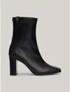 Tommy Hilfiger Leather Square Toe Block Heel Boot In Black