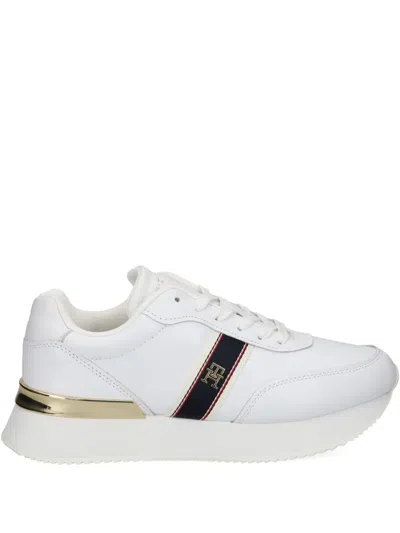 Tommy Hilfiger Leather Striped Low-top Sneakers In White