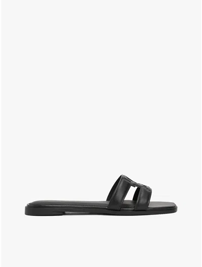 Tommy Hilfiger Leather Th Monogram Sandal In Black