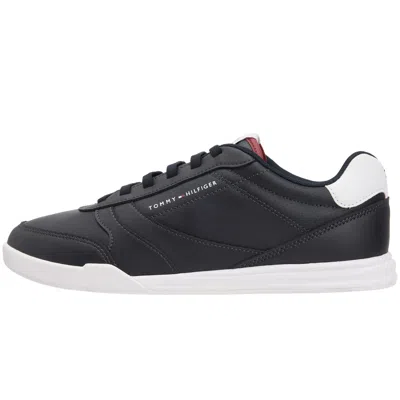 Tommy Hilfiger Leather Trainers Navy In Black