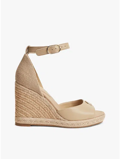 Tommy Hilfiger Leather Wedge Espadrille Sandal In Brown