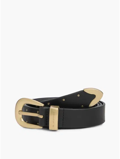 Tommy Hilfiger Leather Western Belt In Black