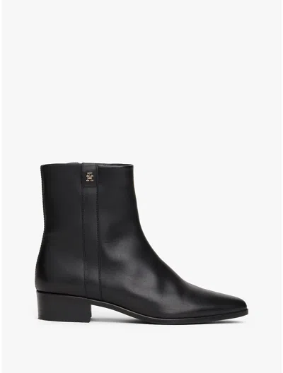 Tommy Hilfiger Leather Zip Ankle Boot In Black