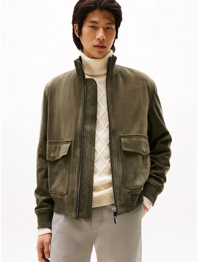 Tommy Hilfiger Leather Zip Jacket In Green