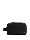 Tommy Hilfiger Leather Zip-top Wash Bag In Black