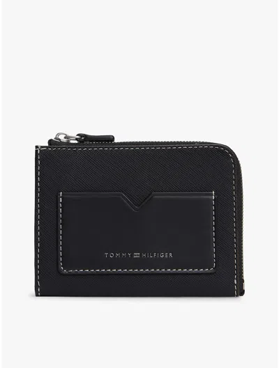 Tommy Hilfiger Leather Zip Wallet In Black
