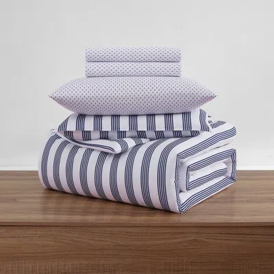 Tommy Hilfiger Lido Stripe Reversible Blue Comforter Bonus Set In Campus Stripe Blue