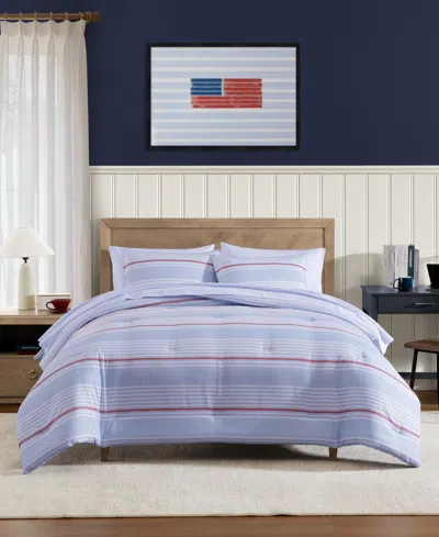 Tommy Hilfiger Lido Stripe Washed Microfiber 5-pc. Comforter Set, Twin/twin Xl In Purple