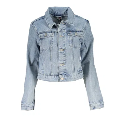 Tommy Hilfiger Blue Cotton Jackets & Women's Coat In Light Blue