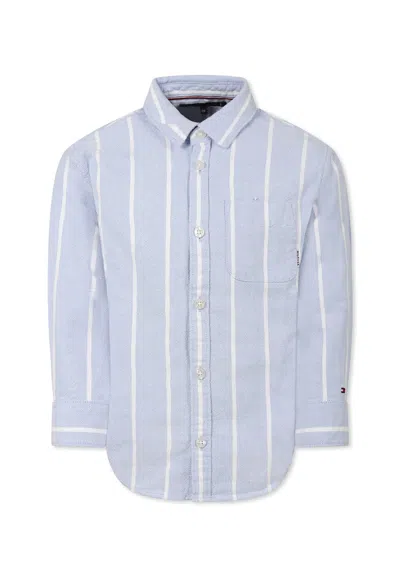 Tommy Hilfiger Kids' Light Blue Shirt For Boy With Flag