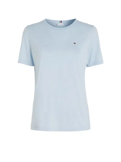Tommy Hilfiger Light Blue T-shirt With Mini Logo In Breezy Blue