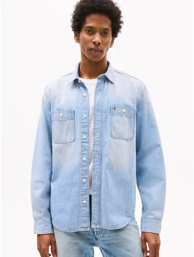TOMMY HILFIGER LIGHT WASH DENIM WORKWEAR SHIRT 