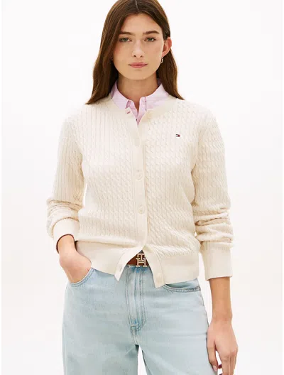 Tommy Hilfiger Lightweight Cable Knit Cardigan In Neutral