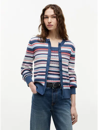 Tommy Hilfiger Lightweight Cable Knit Cardigan In Multi
