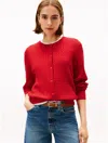 Tommy Hilfiger Lightweight Cable Knit Crewneck Cardigan In Red