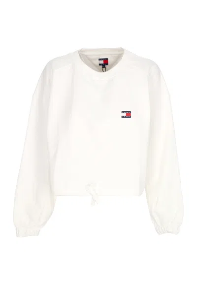 Tommy Hilfiger Lightweight Crewneck Short Sleeve W Detail Badge Crewneck Ecru In White