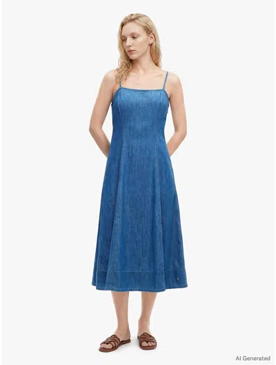 Tommy Hilfiger Lightweight Denim Maxi Dress In Blue