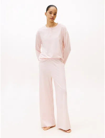 Tommy Hilfiger Lightweight Henley And Pant Sleep Set In Pink