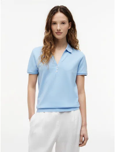 Tommy Hilfiger Lightweight Pique Henley Polo In Blue