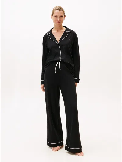 Tommy Hilfiger Lightweight Shirt And Pant Sleep Set In Black