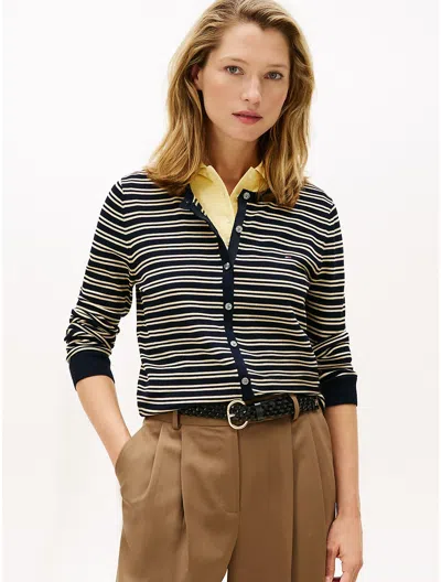 Tommy Hilfiger Lightweight Stripe Cardigan In Blue