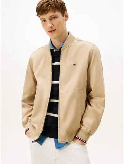 Tommy Hilfiger Lightweight Twill Bomber In Neutral